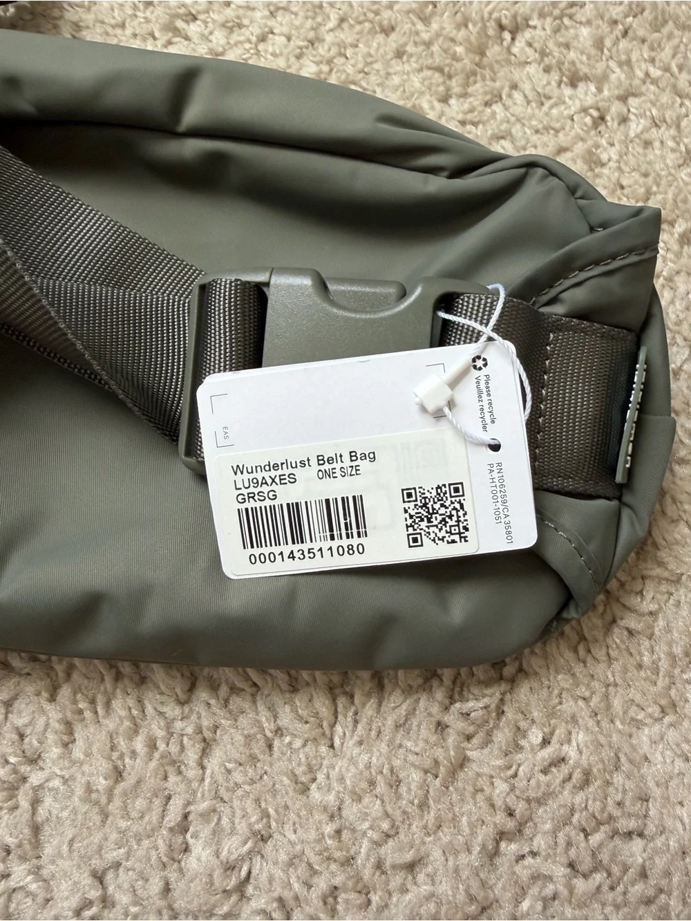 lululemon Wunderlust Belt Bag - Grey Sage